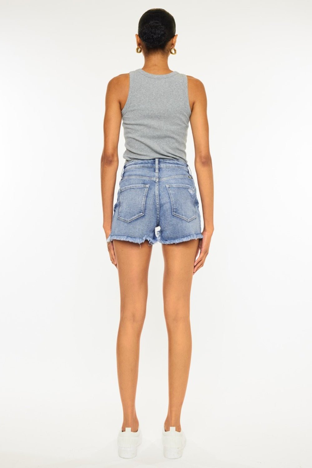 Kancan Distressed Raw Hem Denim Shorts - S. M. & Co. Denim Shorts