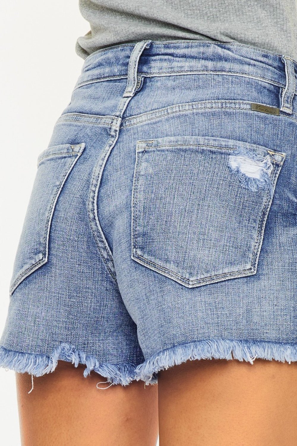 Kancan Distressed Raw Hem Denim Shorts - S. M. & Co. Denim Shorts