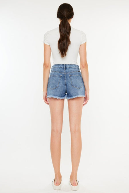 Kancan Distressed Raw Hem High Waist Denim Shorts - S. M. & Co. Denim Shorts