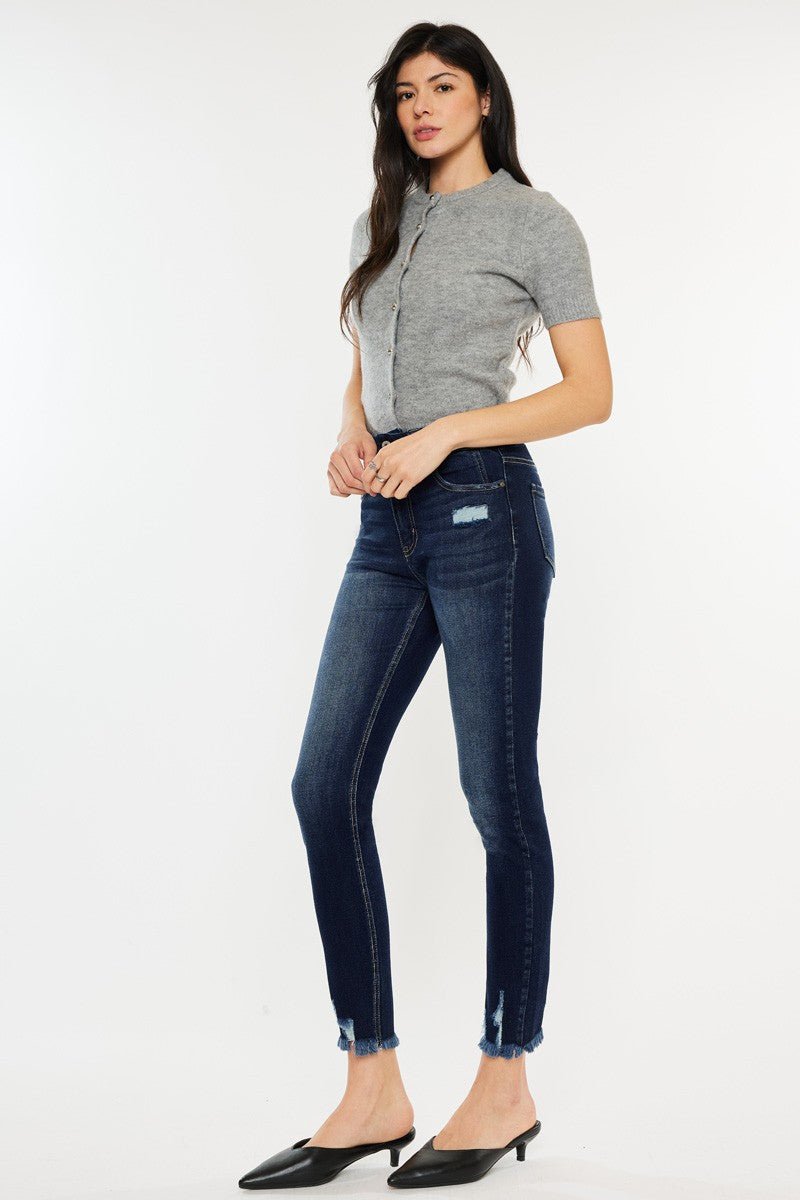 Kancan Full Size Cat's Whiskers Raw Hem High Waist Jeans - AnAs Market