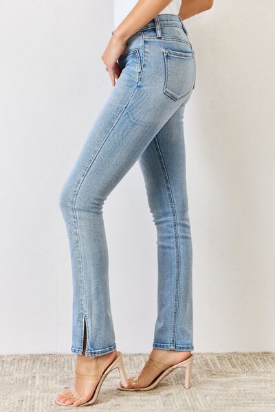 Kancan Full Size Mid Rise Y2K Slit Bootcut Jeans - AnAs Market