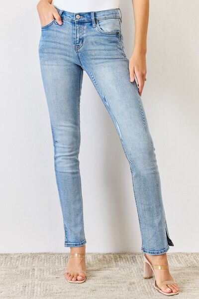 Kancan Full Size Mid Rise Y2K Slit Bootcut Jeans - AnAs Market