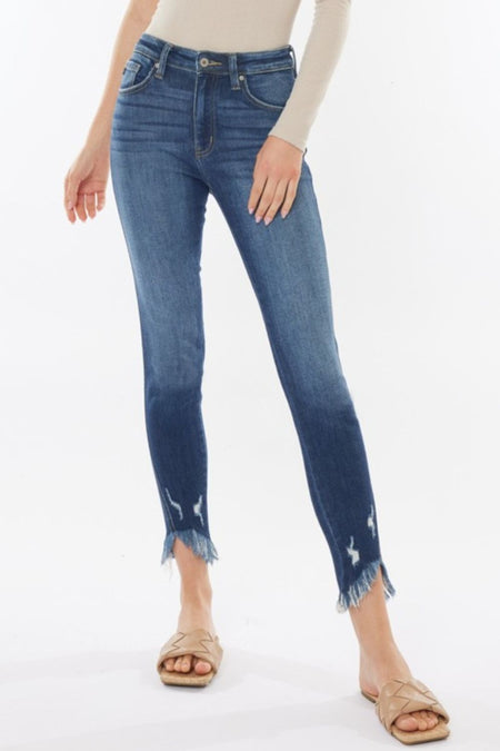 Kancan Raw Hem High Waist Cropped Jeans - AnAs Market