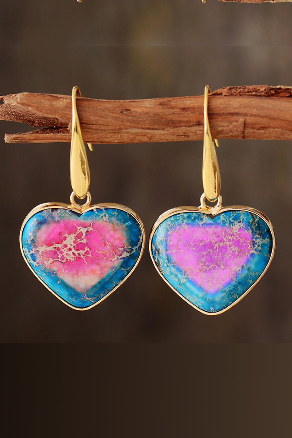 Natural Stone Heart Drop Earrings - AnAs Market