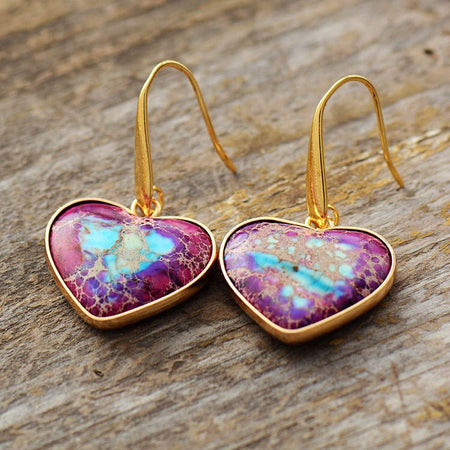 Natural Stone Heart Drop Earrings - AnAs Market