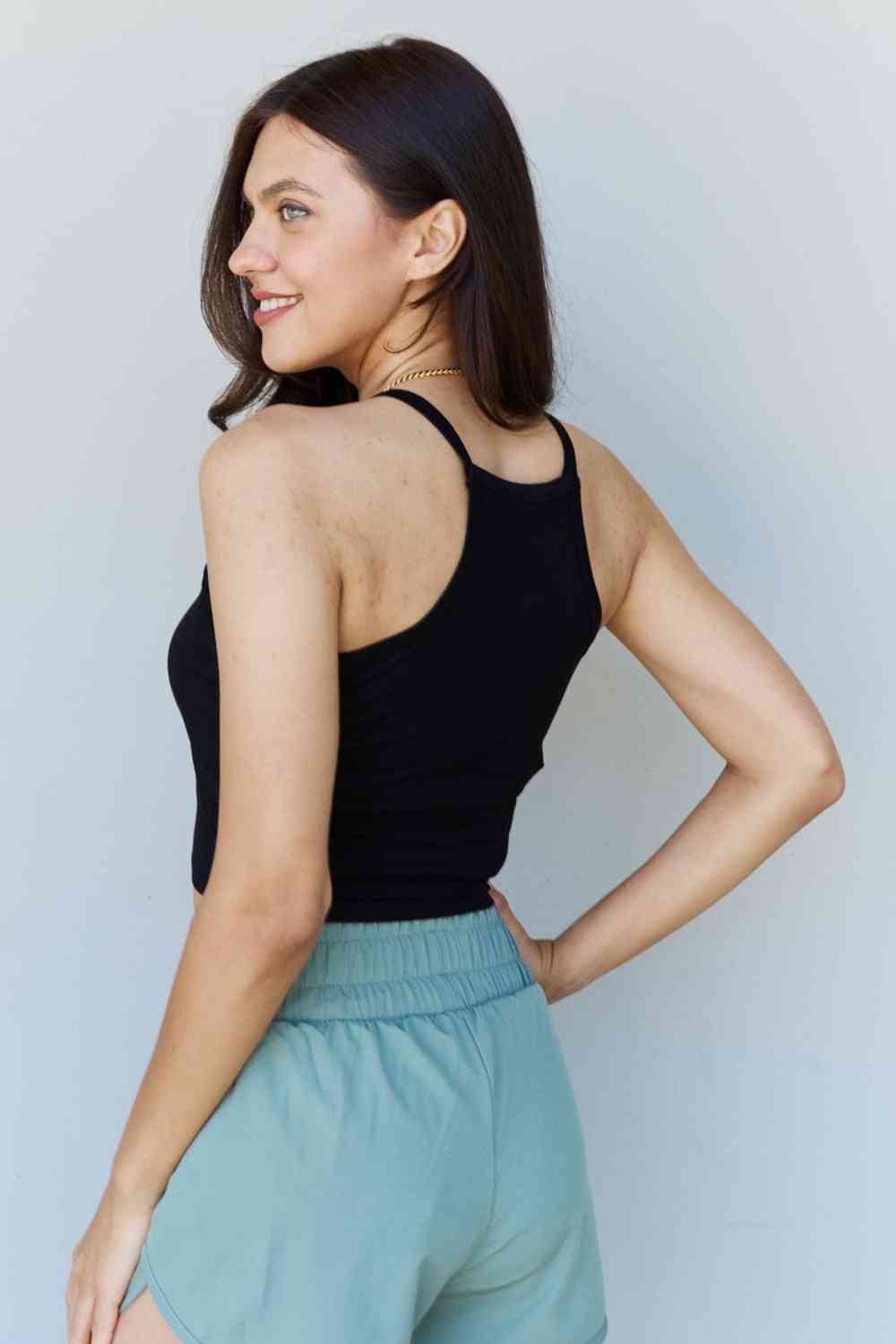 Ninexis Everyday Staple Soft Modal Short Strap Ribbed Tank Top in Black - AnAs Market