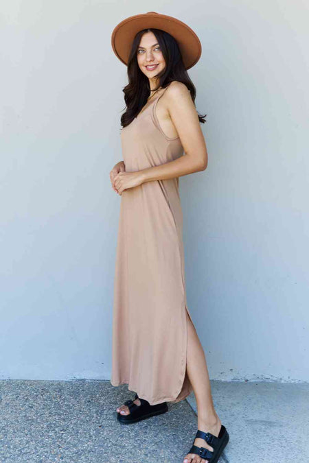 Ninexis Good Energy Full Size Cami Side Slit Maxi Dress in Camel - AnAs Market