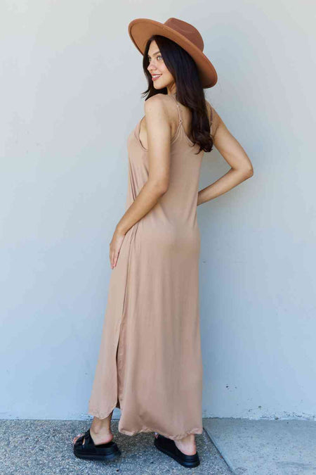 Ninexis Good Energy Full Size Cami Side Slit Maxi Dress in Camel - AnAs Market