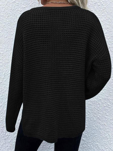 Notched Long Sleeve Sweater - AnAs Market