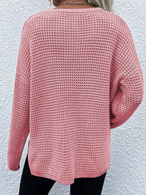 Notched Long Sleeve Sweater - AnAs Market