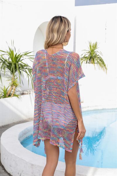 Openwork Slit V-Neck Cover Up - AnAs Market