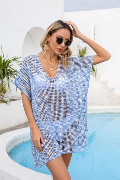 Openwork Slit V-Neck Cover Up - AnAs Market