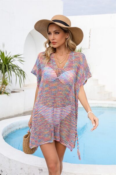 Openwork Slit V-Neck Cover Up - AnAs Market