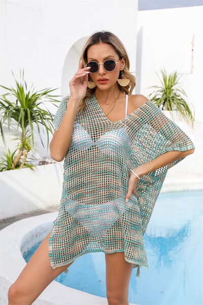 Openwork Slit V-Neck Cover Up - AnAs Market