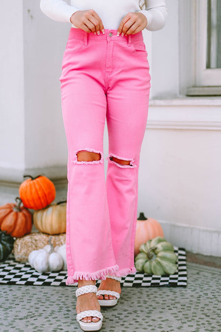 Pink High Waist Flare Jeans - AnAs Market