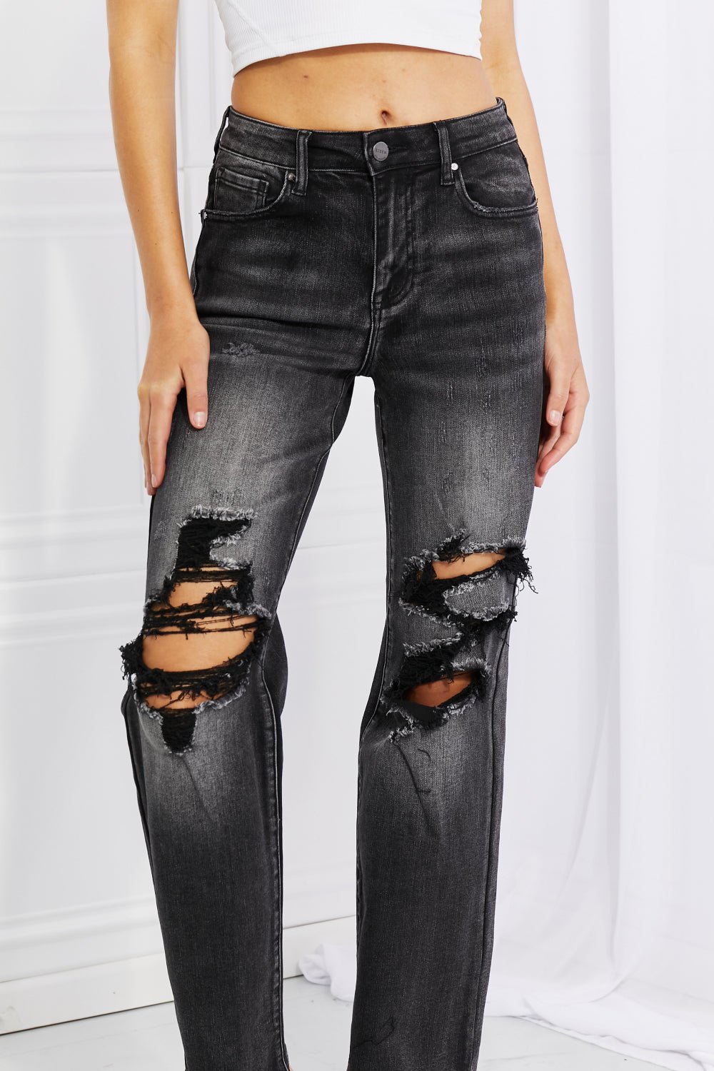 RISEN Full Size Lois Distressed Loose Fit Jeans - AnAs Market