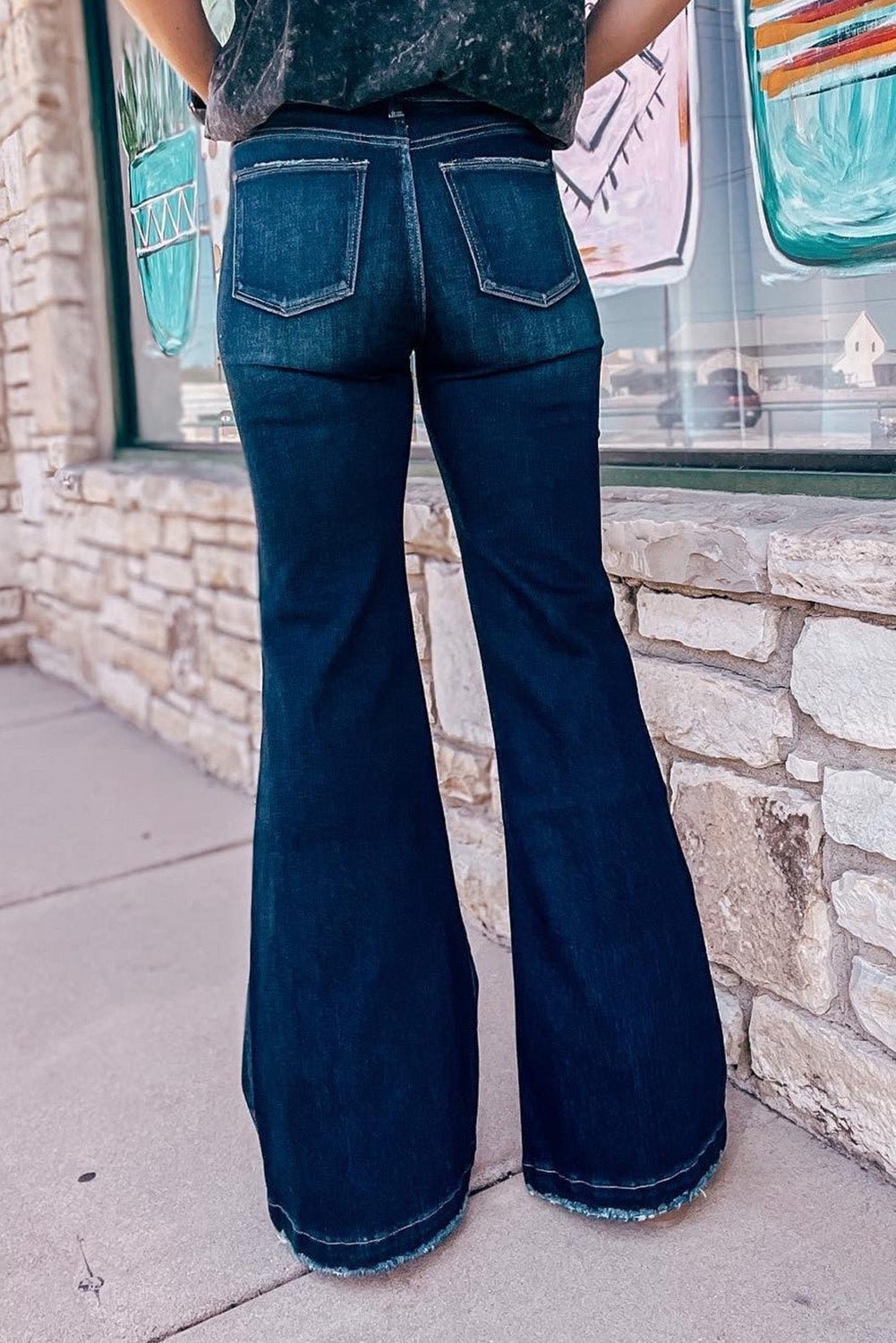 Teal High Rise Bell Bottom Jeans - AnAs Market