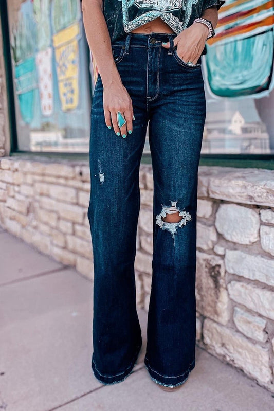 Teal High Rise Bell Bottom Jeans - AnAs Market