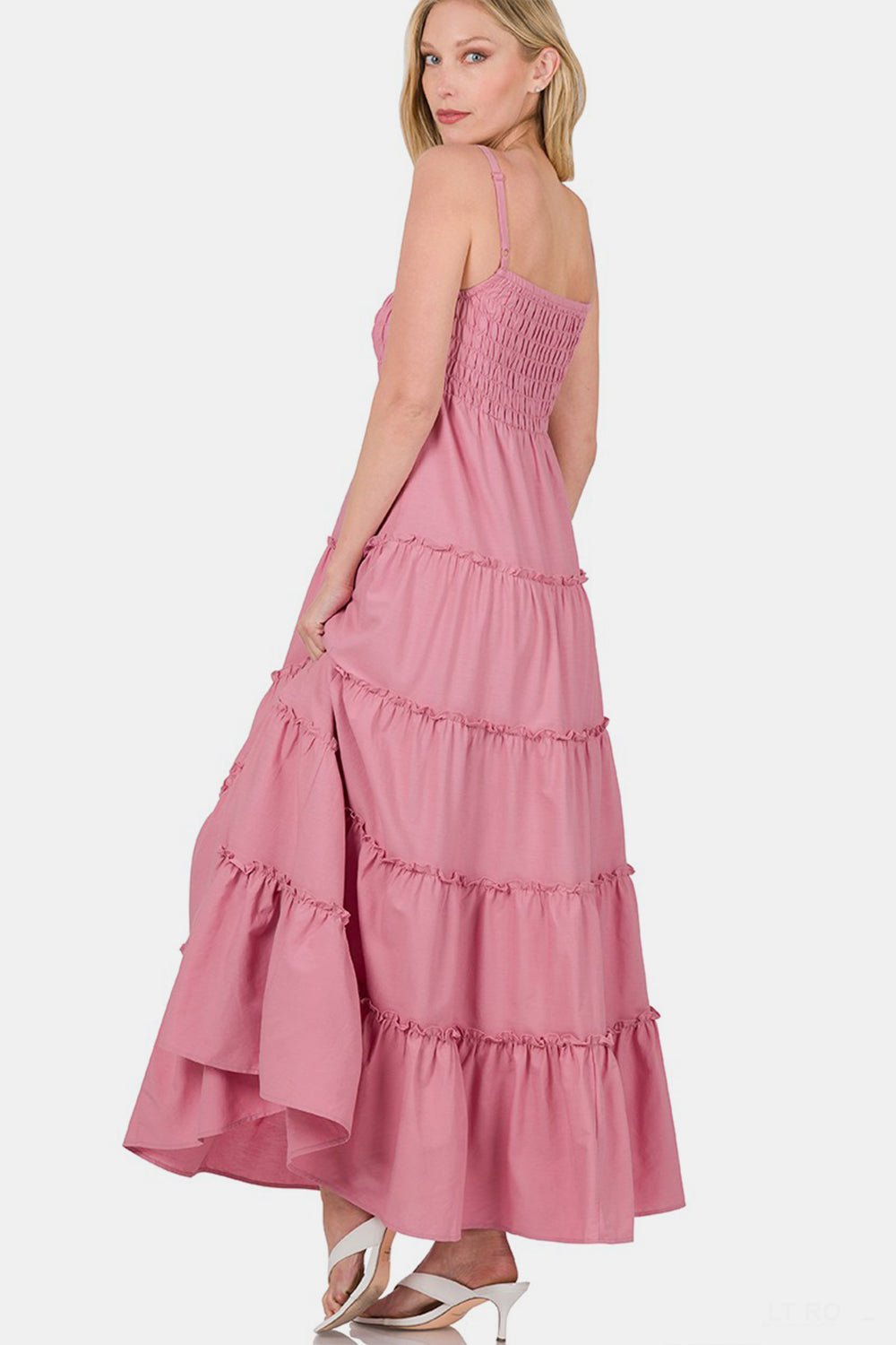 Zenana Woven Smocked Tiered Cami Maxi Dress - AnAs Market